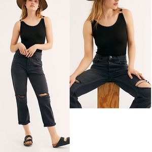 NWT Free People Nico Tapered Boyfriend Jean Black